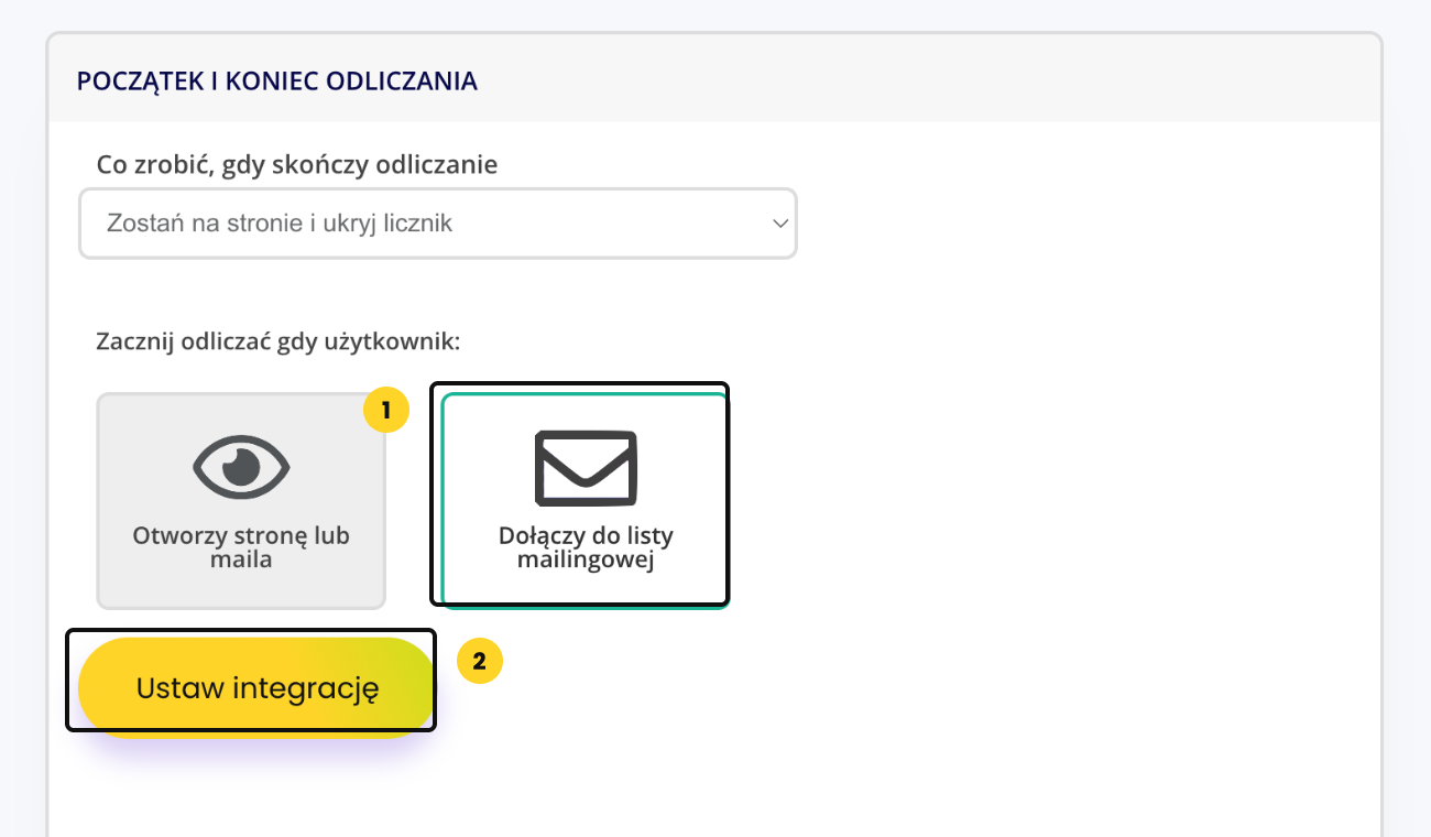 Krok Początek i koniec odliczania w beTiMES z opcją startu po zdarzeniu z innego systemu