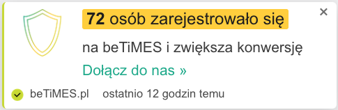 Licznik zdarzeń: 72 osoby zarejestrowały się na beTiMES, ostatnio 12 godzin temu