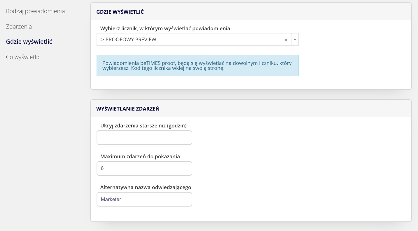 beTiMES PROOF: konfiguracja licznika wyświetlającego powiadomienia